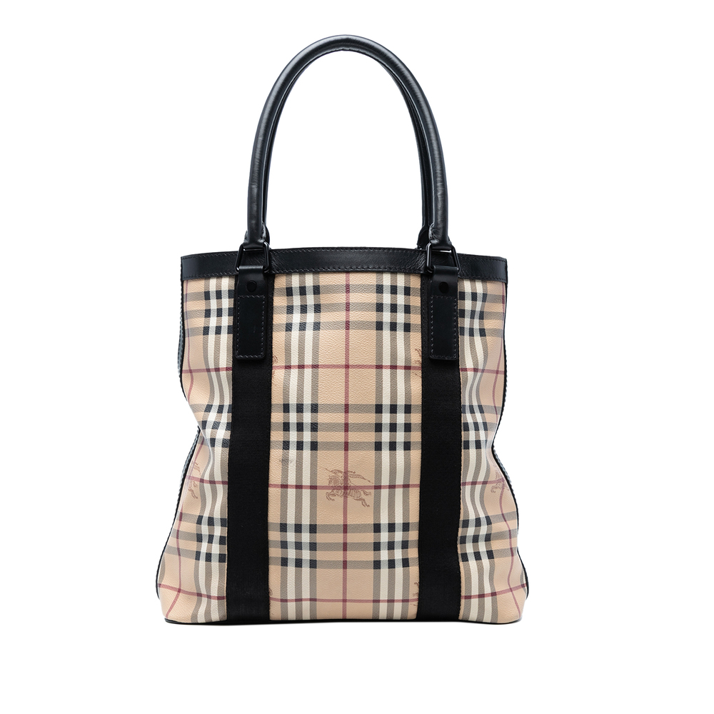 Pre-Loved Burberry Haymarket Check Coated Canvas Vertical Tote